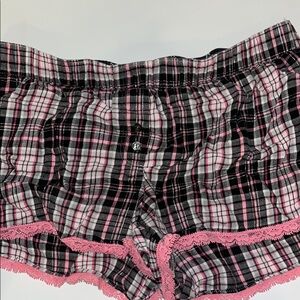 Plaid Women's Sleep Shorts - Pink and Black